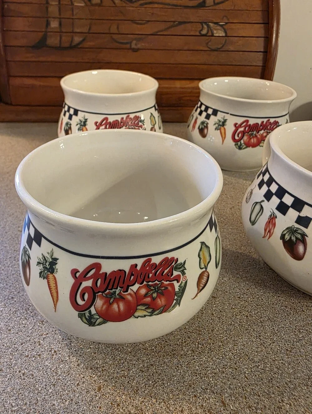 Vintage 1997 Gibson Campbell Soup Veggie Mugs Wide Mouth Set Of 4